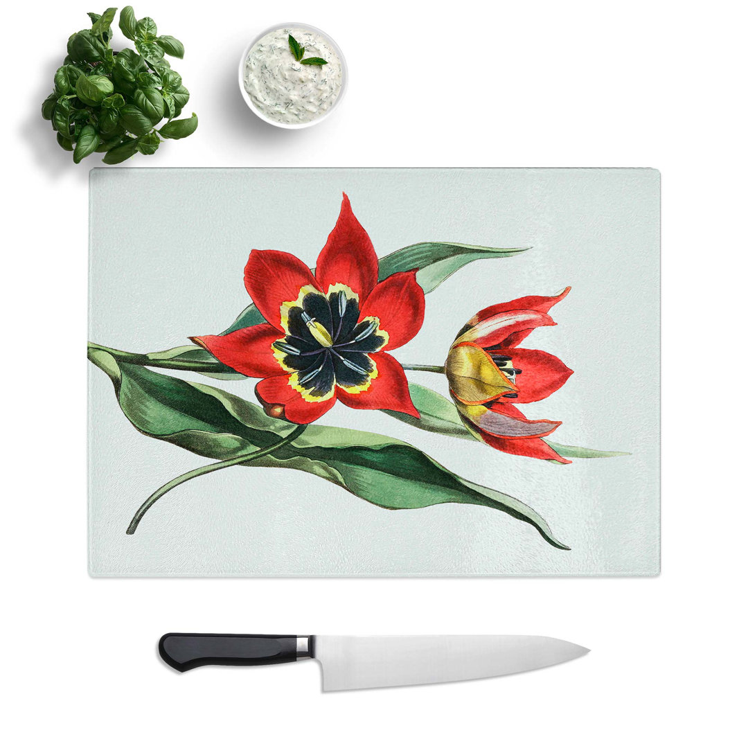Tempered Glass Tulip Flowers Chopping Board