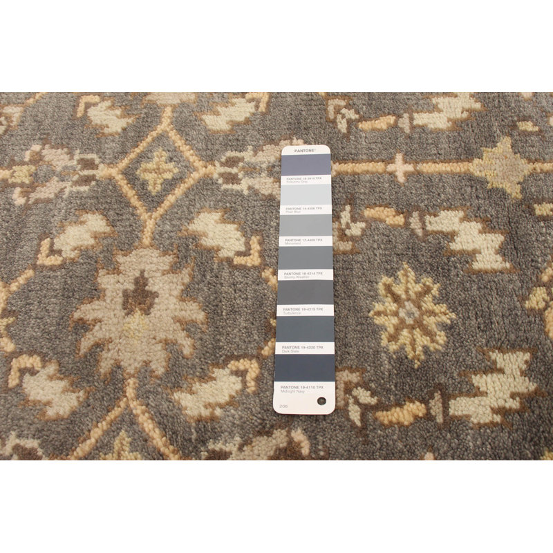 Tapis gris foncé en laine noué à la main 2 pi 8 po x 15 pi 5 po Royal Ushak