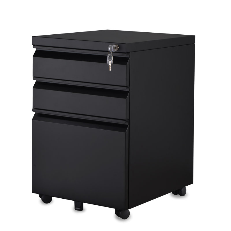 60 cm W 3 -Drawer Steel Filing Cabinet, Black