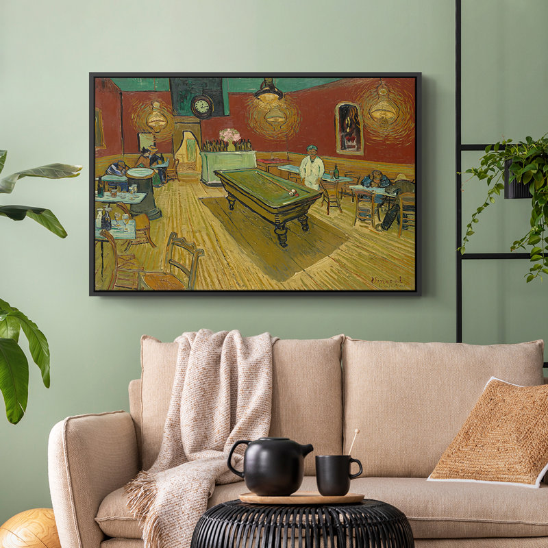 The Night Café, 1888 - Vincent van Gogh - Toile tendue avec châssis, 24 po x 36 po, Noir