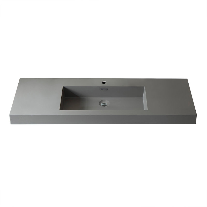 Ablitas 59.8 in. Rectangular Composite Granite Stone Bathroom Vanity Sink, Gray