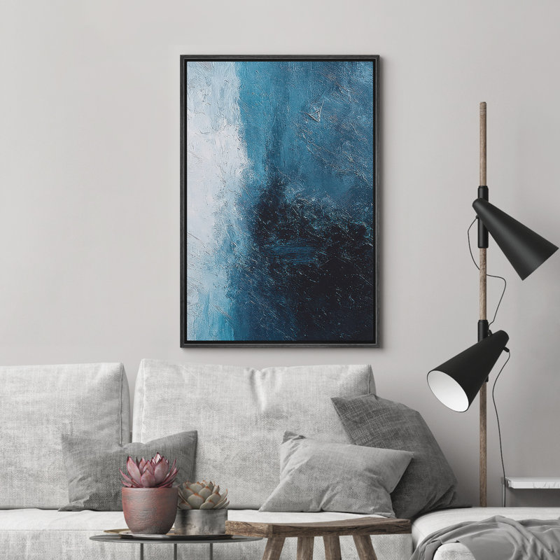 Reproduction d'art abstrait sur toile encadrée pour décoration intérieure moderne, Noir, H 24 po x l 16 po