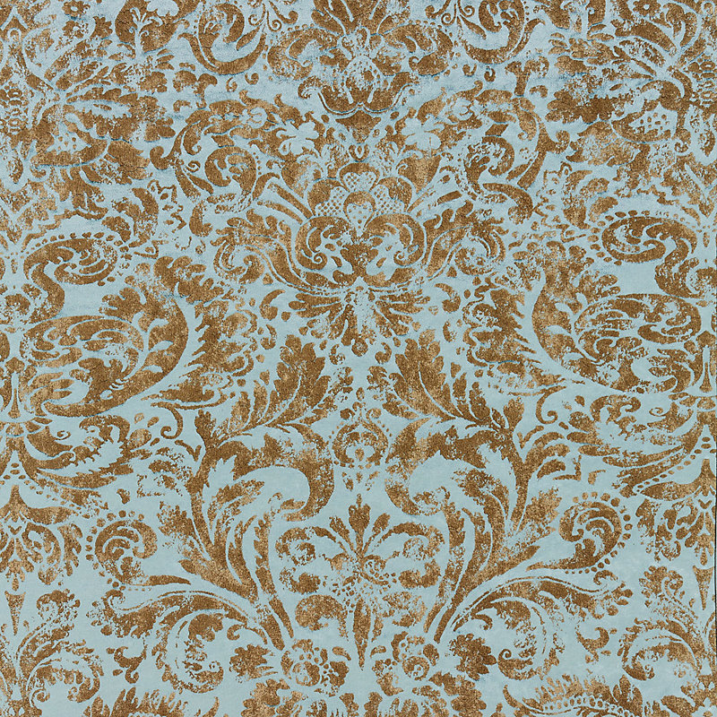 Modern Luxury Palladio Velvet Damask Fabric, Verdigris