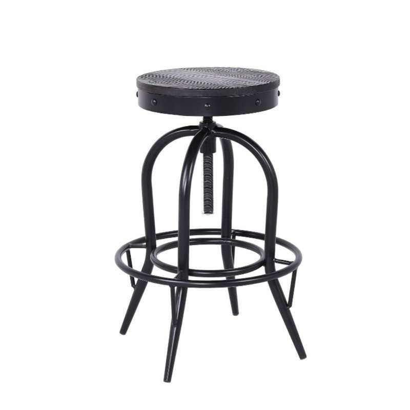 Tabouret réglable avec plateau rond en bois