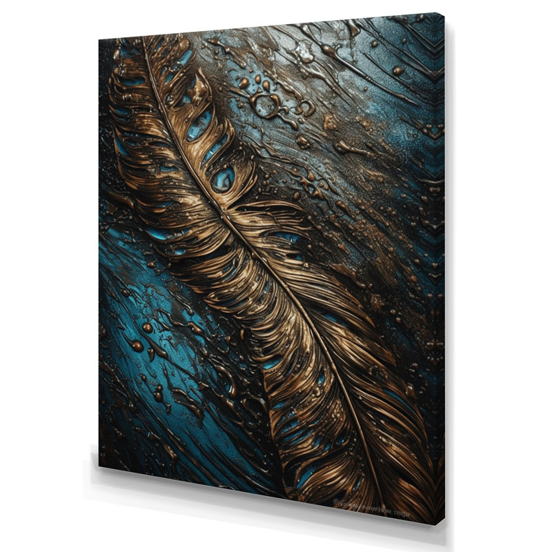 «Landershire Gold Feather Glamour III», reproduction sur toile, H 20 po x l 12 po x P 1 po, Toile tendue