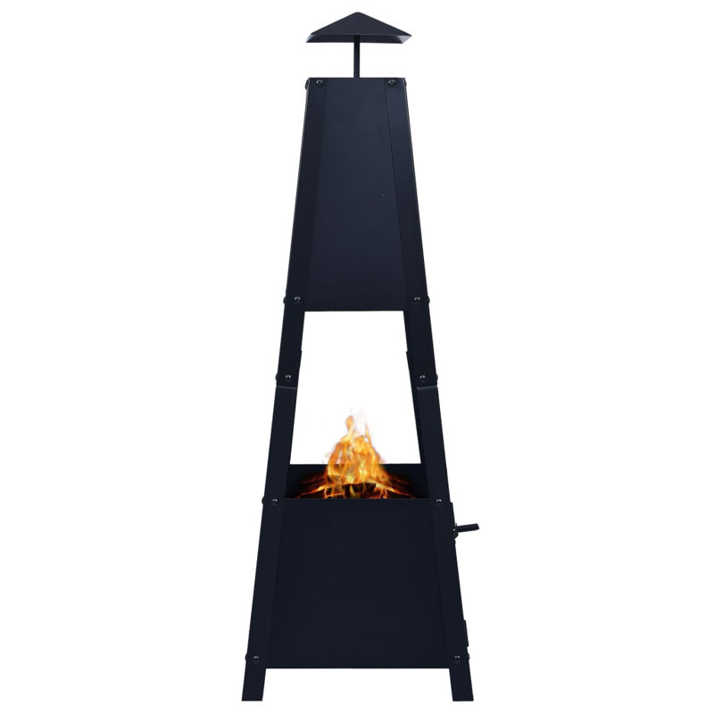 Cobberas Fire Pit Black 35x35x99 cm Steel