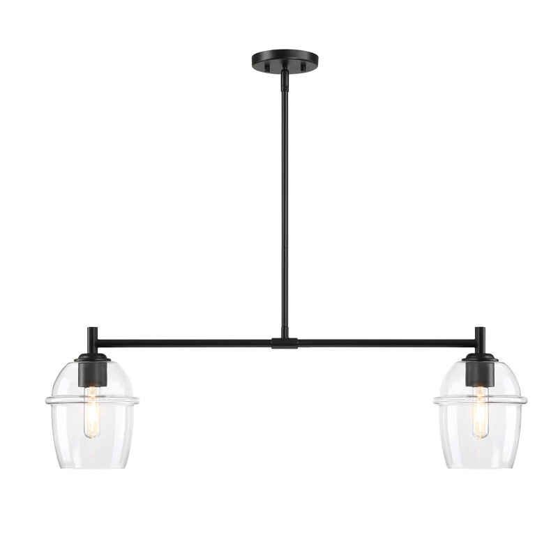 Luminaire suspendu à 2 lumières Frostia, Noir mat