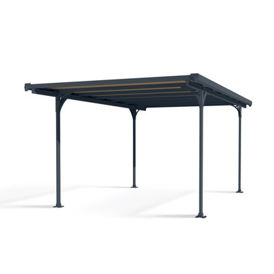Palram - Canopia Verona 10' W x 16.5' D Aluminum Polycarbonate Carport Canopy Gray/Bronze