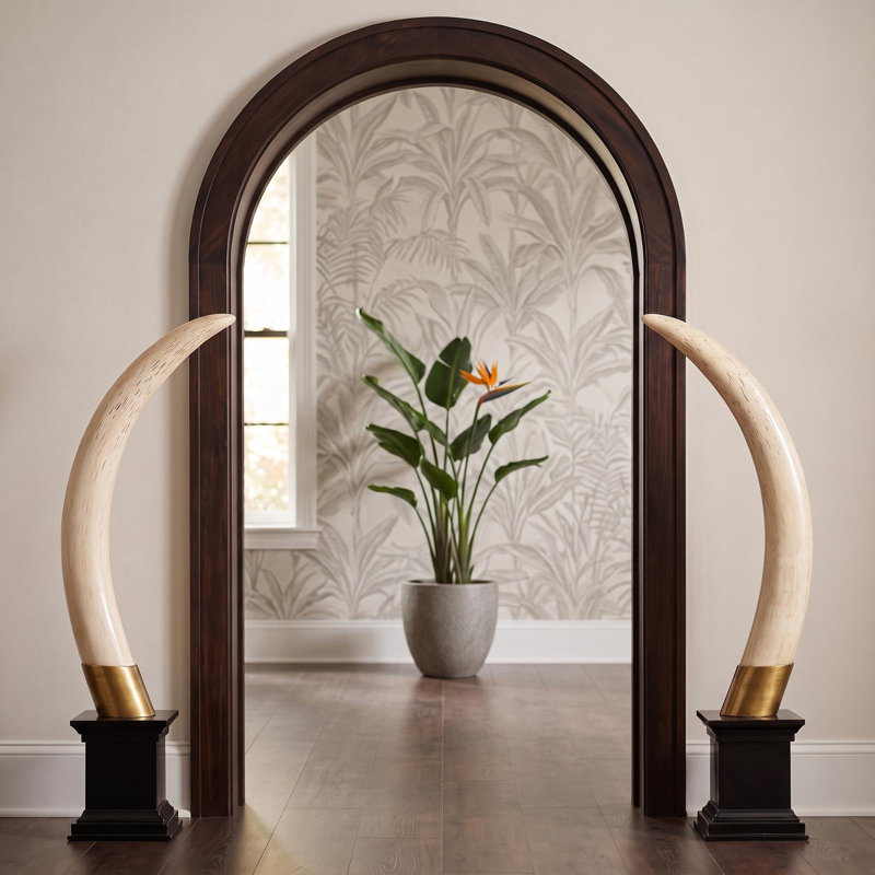 Sculpture British Colonial Elephant Tusk