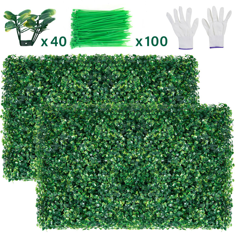 Mur de fond en gazon artificiel (ensemble de 12), H 16 po x l 24 po x P 1 po