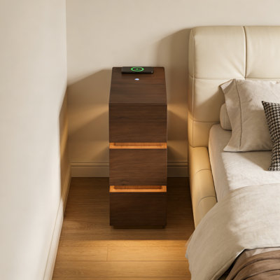 Table de chevet intelligente à 3 tiroirs avec lumière DEL