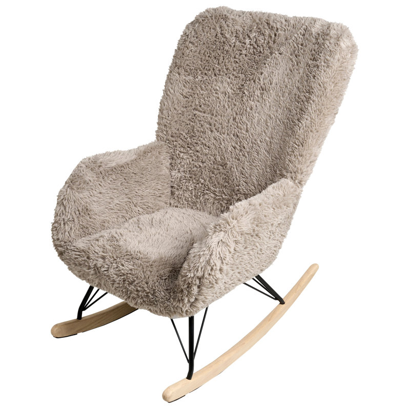 Fortuna Rocking Chair, Taupe Faux Fur