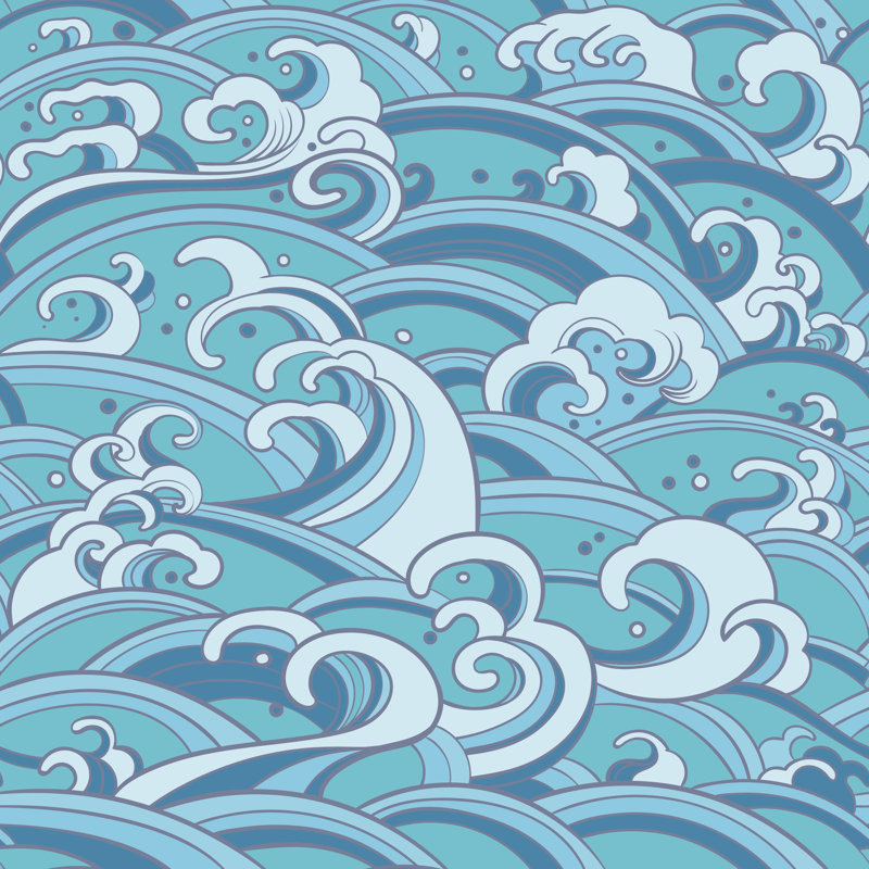 Seamless Waves - Wrapped Canvas Print, 122cm H x 122cm W x 3.8cm D