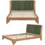 Structure de lit plateforme avec tête de lit, lit en pin moderne de style Mid-Century au fini vert, fabrication en bois massif avec une capacité de poids de 800 lb-202993800