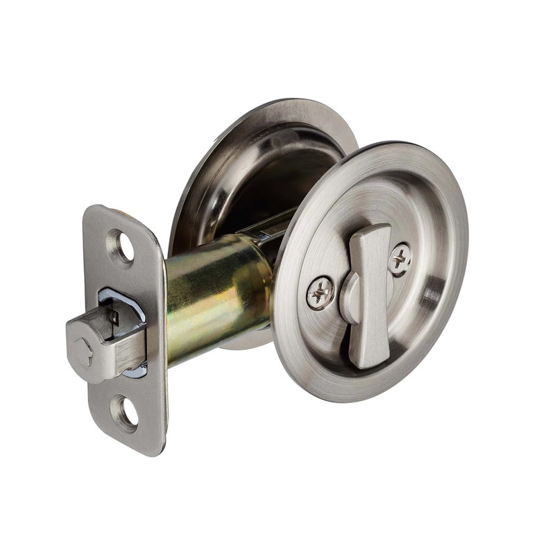 Privacy Round Pocket Door Hardware, Satin Nickel