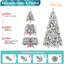 500 lumières DEL blanc chaud - arbre de Noël floqué amélioré de 7,5 pi, 1252 pointes givrées saupoudrées de neige, branches à aiguilles dures, installation à charnières simple, base en métal pour des fêtes embellies et rapides