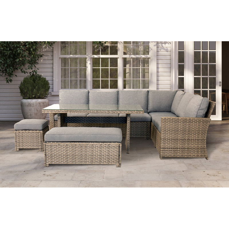 Palma Corner Outdoor Rattan Garden Lounge Set – 9 Seater - Grey