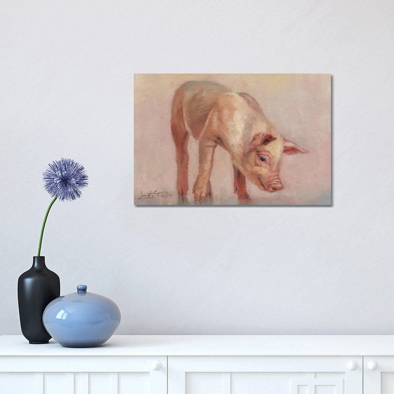Little Pig by Annette Schmucker - Painting on Canvas, Wrapped Canvas, 30.48 cm H x 45.72 cm W