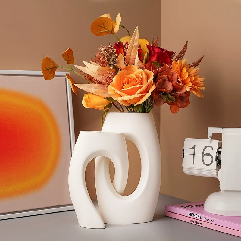 Ensemble de 2 vases en céramique pour décoration intérieure moderne
