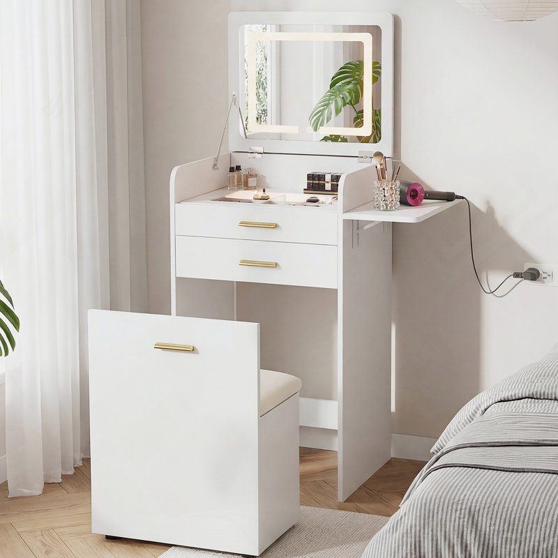 Mini-coiffeuse à bascule avec tabouret