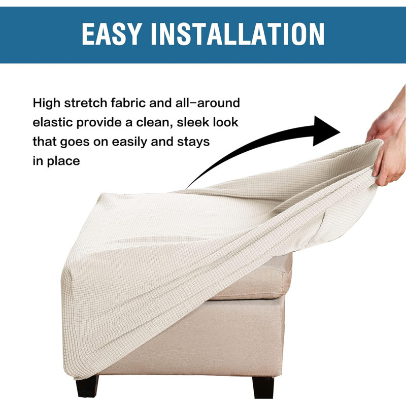 Couvre-pieds extensibles en jacquard à carreaux lavables à la machine et lavables à la machine avec protège-repose-pieds élastique