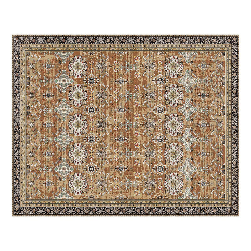Large Area Rug 8 X 10 Ft Anti-Skid Tear-Resistant Floor Mat Vintage Brown Green, Rectangle 8' x 10'