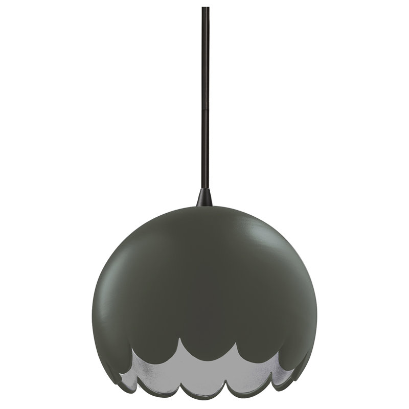 Cerra 1 - Light Single Dome Pendant, Matte Black, Pewter Green