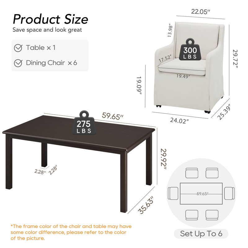 Solid Wood Dining Set, Brown