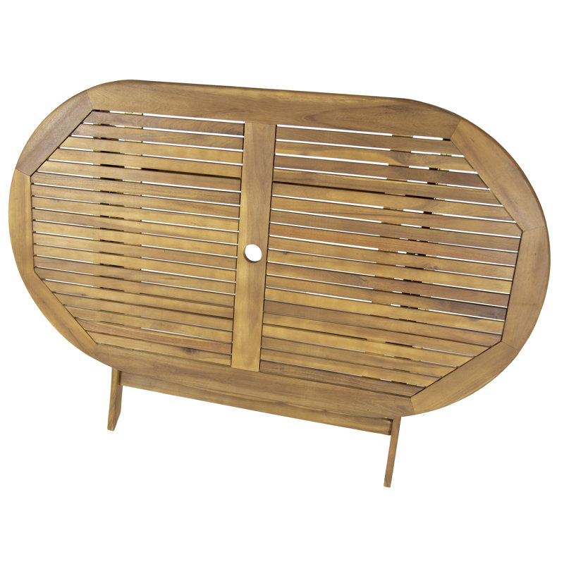Oval Wooden Folding Outdoor Dining Table
