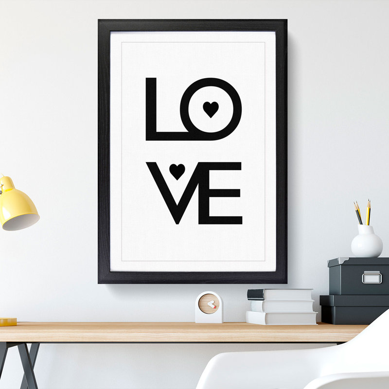 Love Heart - Picture Frame Typography, 36cm H x 27cm W x 2cm D, Black Framed