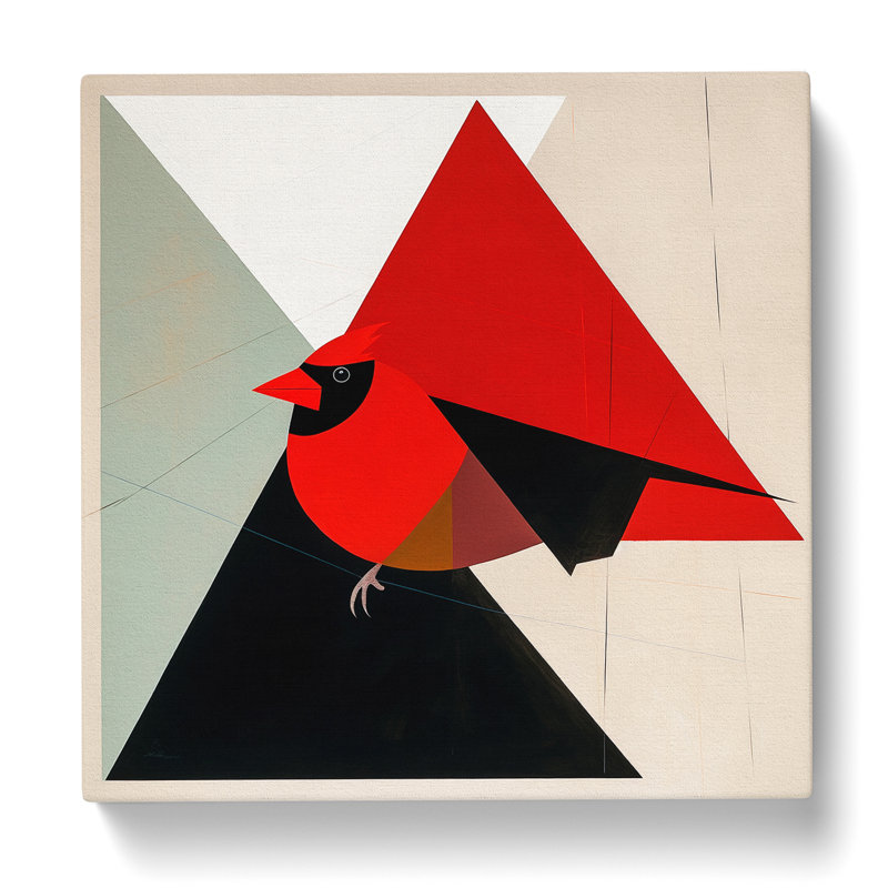 Cardinal Bird Suprematism No.2 - Wrapped Canvas - Framed Print, 50cm H x 50cm W x 3cm D