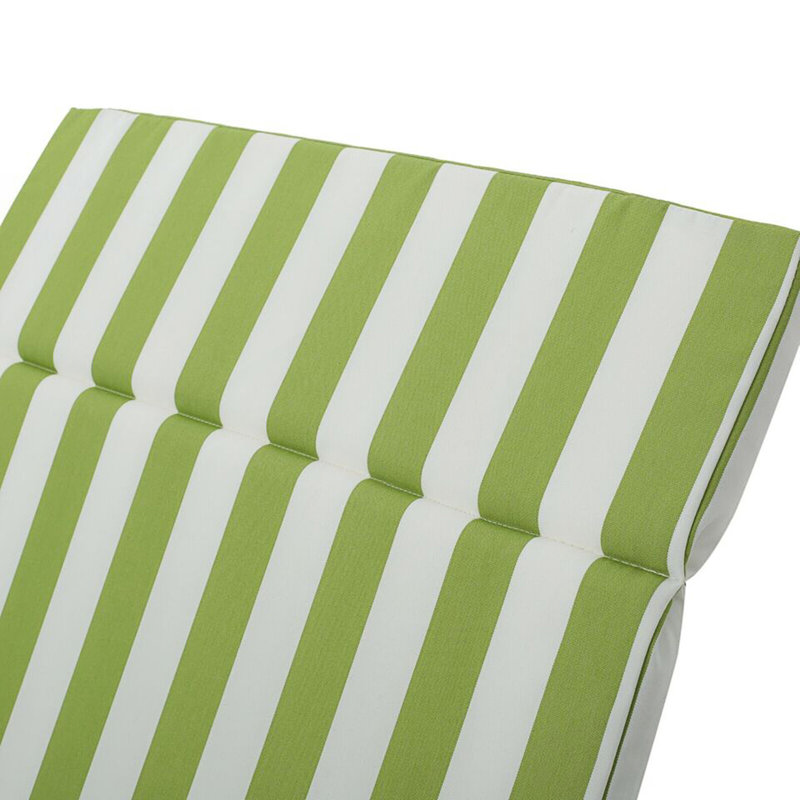 2Pcs Outdoor Chaise Lounge Cushion Set, 2, Green Striped