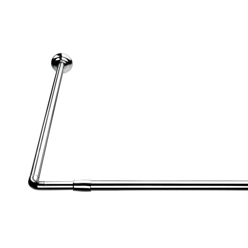 Adjustable Silver L-Shaped Aluminium Shower Curtain Rod