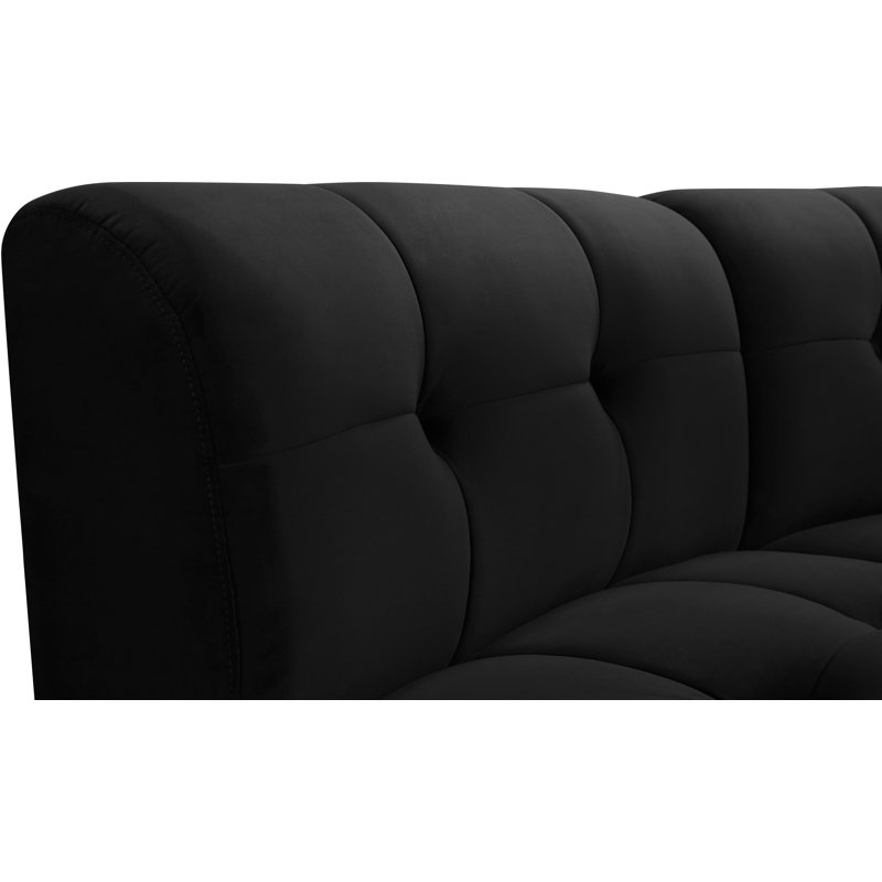 Jedson Velvet Sectional Symmetrical, Black Velvet