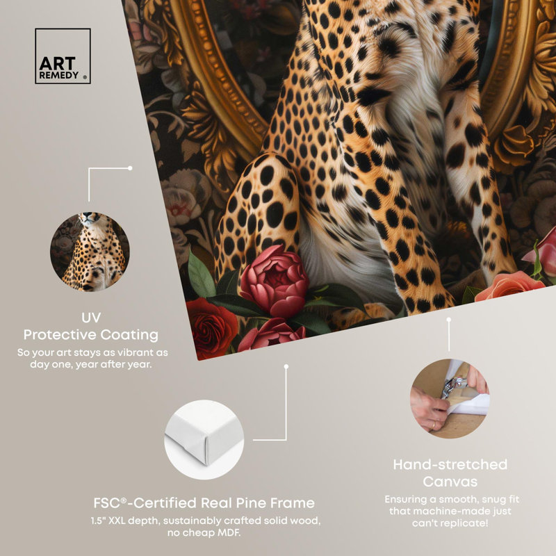 Art Remedy, art moderne sur toile, miroir guépard, H 15 po x l 10 po, Toile tendue