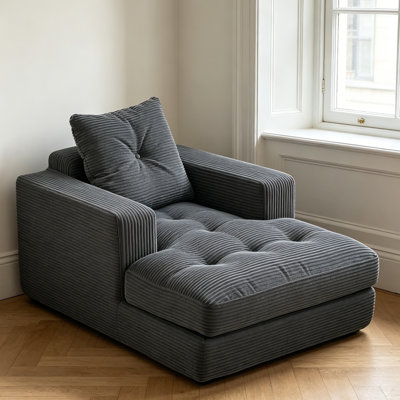 Méridienne en velours côtelé de 45 po pour adolescents, canapé-lit en mousse sans assemblage avec assise profonde et coussin lombaire, méridienne d'intérieur moderne pour coin lecture