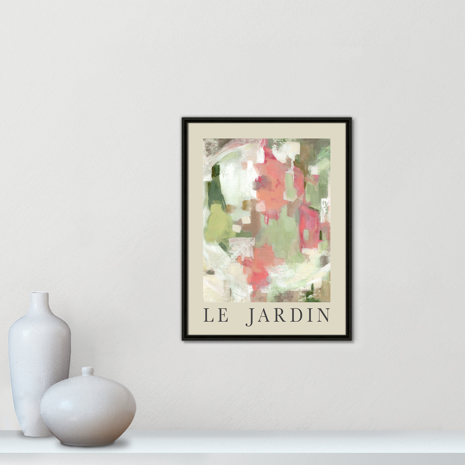 Botanical Poster Collection " Le Jardin " by Carol Robinson, Espresso Floater Frame, No, 25.5" H x 19.5" W x 2" D