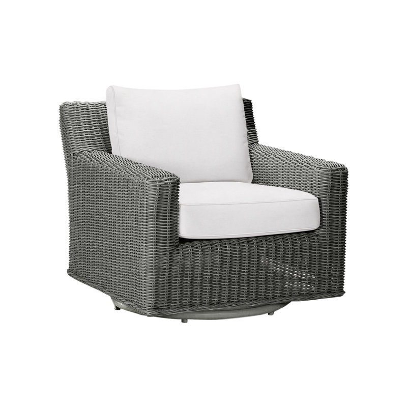 Rustic Woven Swivel Lounge And Speaker Slate Gray, Slate Gray, Welt, Rollo Cream InsideOut® Linen
