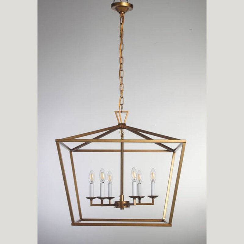 Lustre 6 lumières Hammack, H 25 po x l 40 po x P 40 po, Or antique