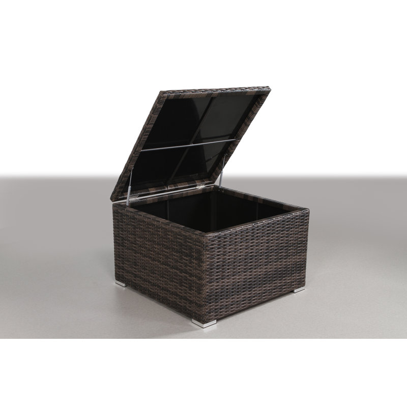 Table d'appoint avec rangement en osier entièrement assemblée - brun