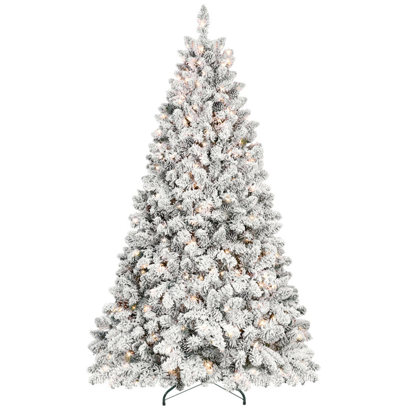 Shaffer 4.5FT Flocked Christmas Tree with Lights & Pine Cones
