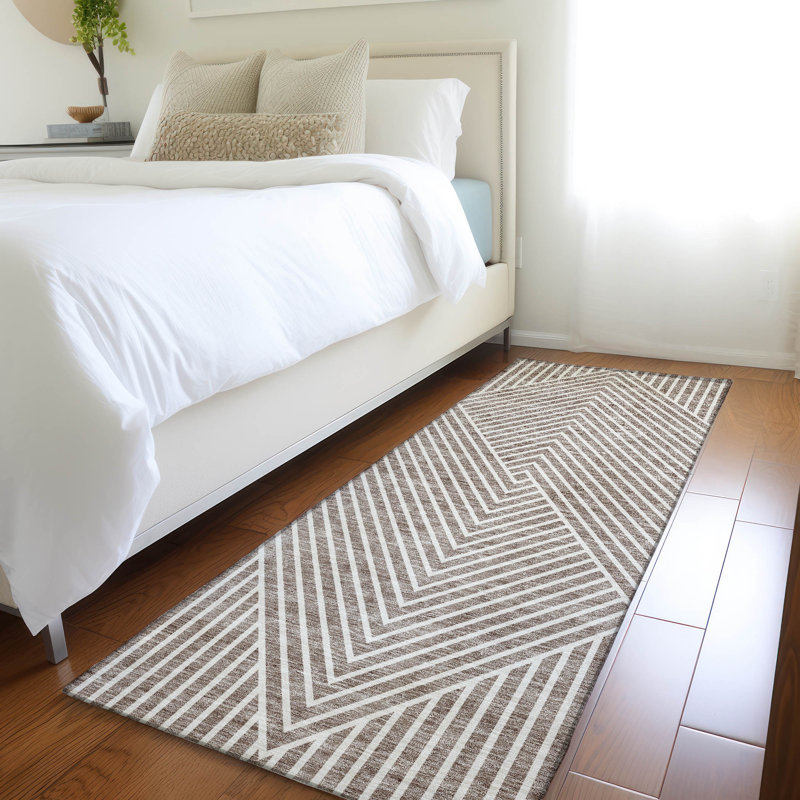 Premium Machine Washable Prisco Taupe Rug, Runner 2'3" x 7'6"