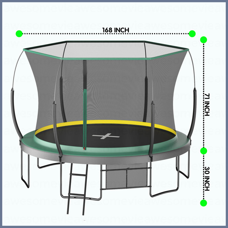 14FT Springfree No Gap Trampoline- Green