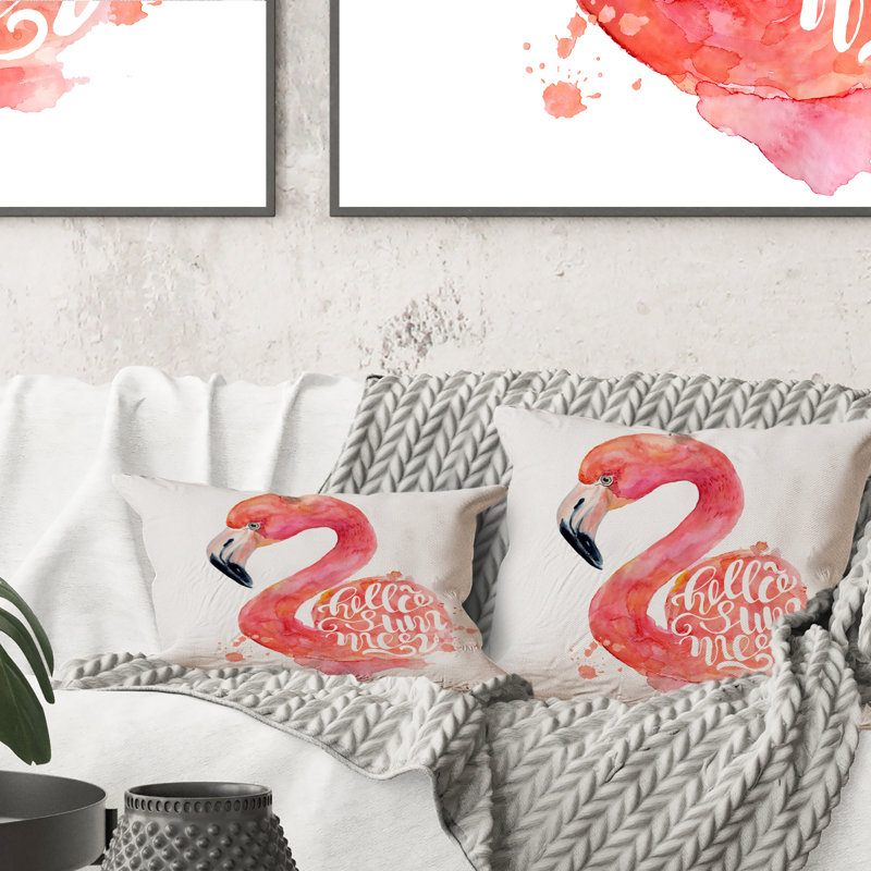 Coussin Pink Flamingo On White II