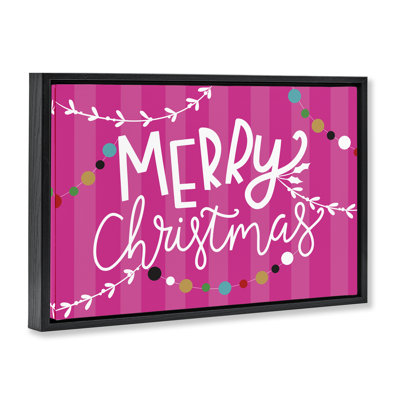 «Merry Christmas over Pink Stripes», art mural par Louise Allen Designs