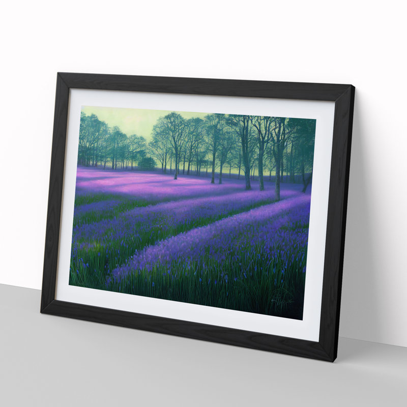 Special Bluebell Field - Single Picture Frame Print, Black, 46cm H x 64cm W x 2cm D