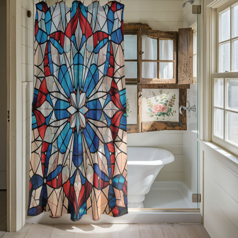 Rideau de douche standard 1 pièce RWB Mosaic, H 74 po x l 71 po