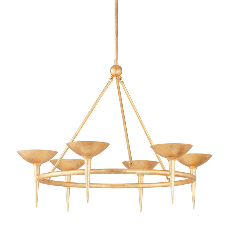Cecilia 8 Light Chandelier - Gesso White, Vintage Gold Leaf, 6 - Lights