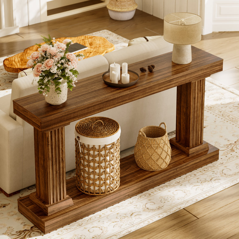  Table console 63 po, Marron foncé