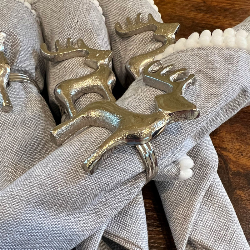 Ensemble de 4 anneaux de serviette rustiques en argent